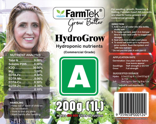 Farmtek AB Fertilizers Aeroponic Hydroponic Nutrients 1L + 1L (Makes 400L) HydroGrow High Concentration