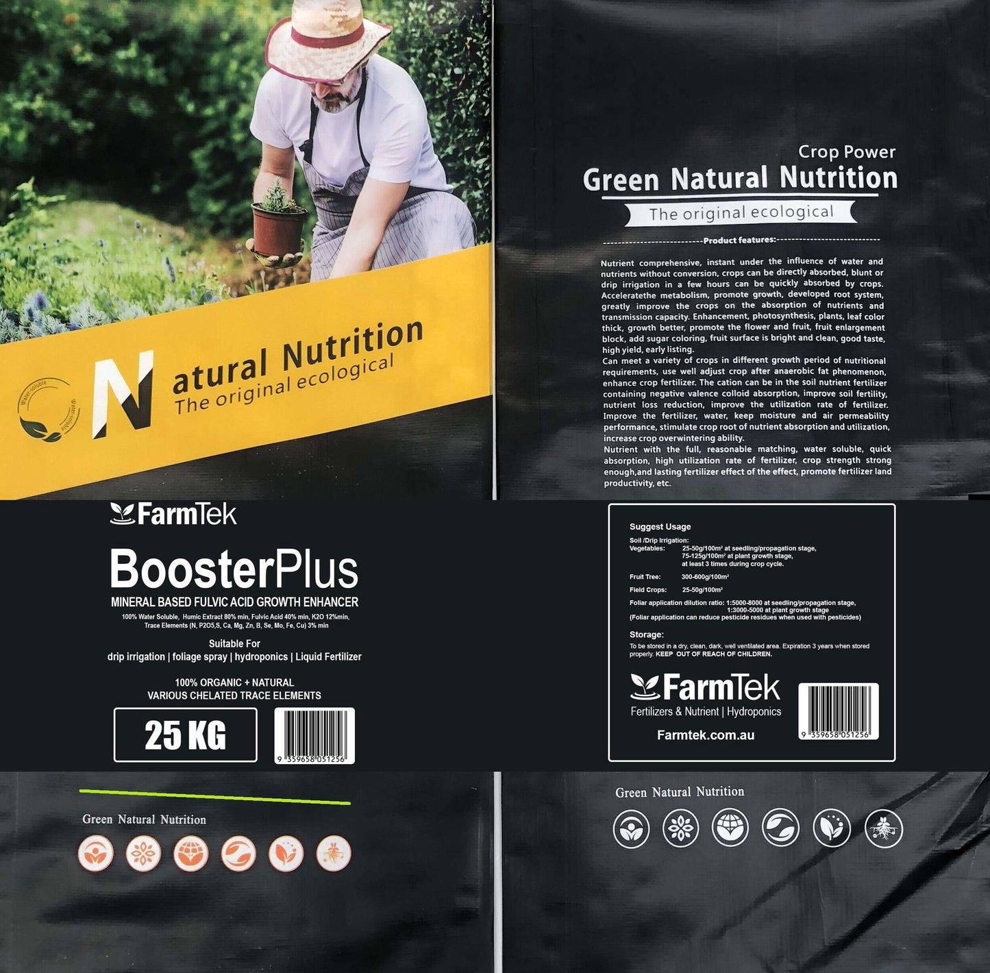 BoosterPlus™ Fulvic Acid 20Kg (makes 80,000 L / 80 Tons) Mineral Nutrient Supplement For Plants Powerful Bio-Stimulants
