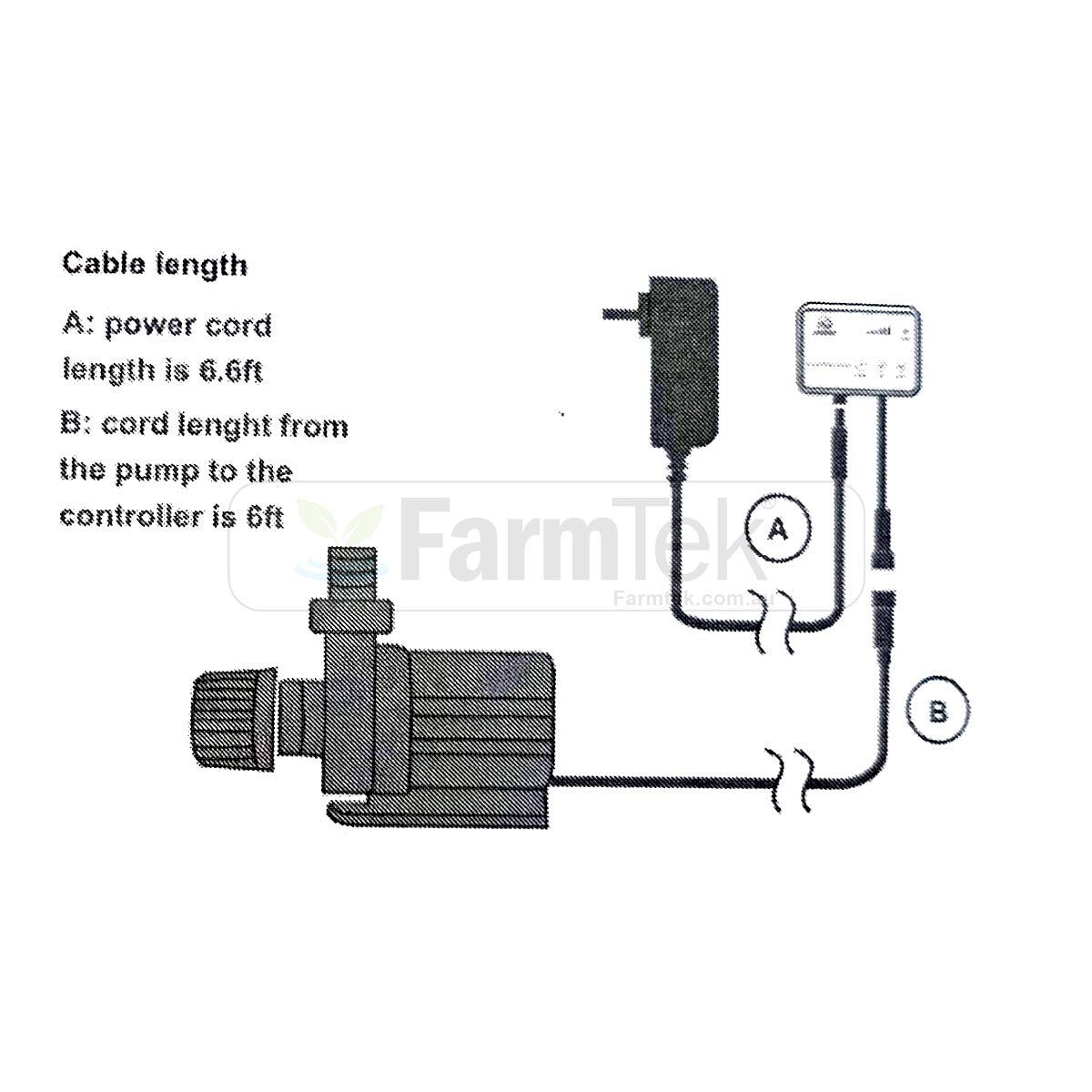DC Water Pump Submersible/Inline 24V 70W 8000L 5.0M Head Adjustable Flow Rate (SWD-8000)