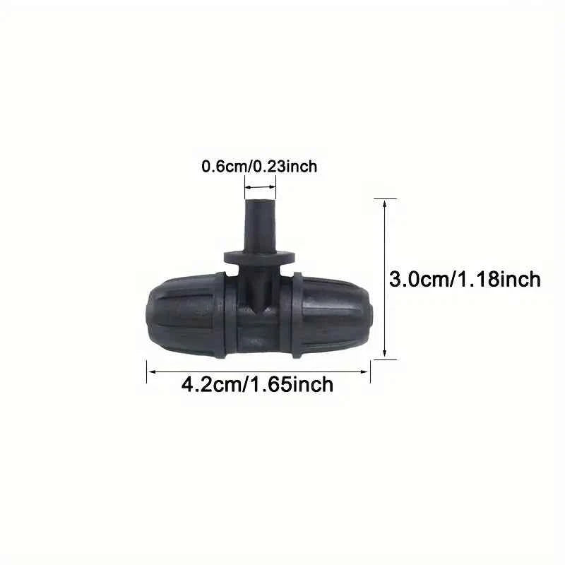 10pcs Drip Irrigation Tee Fittings 1/4" Anti-Drop Locked Barbed Connectors - Farmtek Australia
