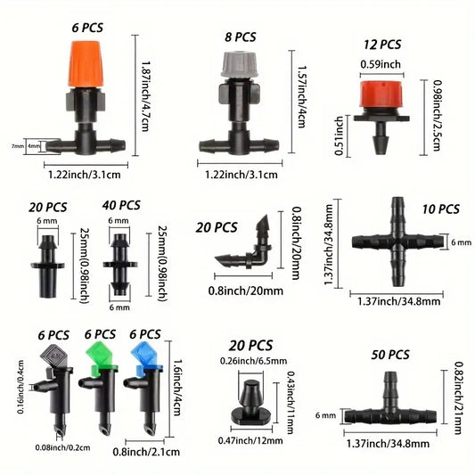 204pcs Drip Irrigation Barbed Connector Kit
