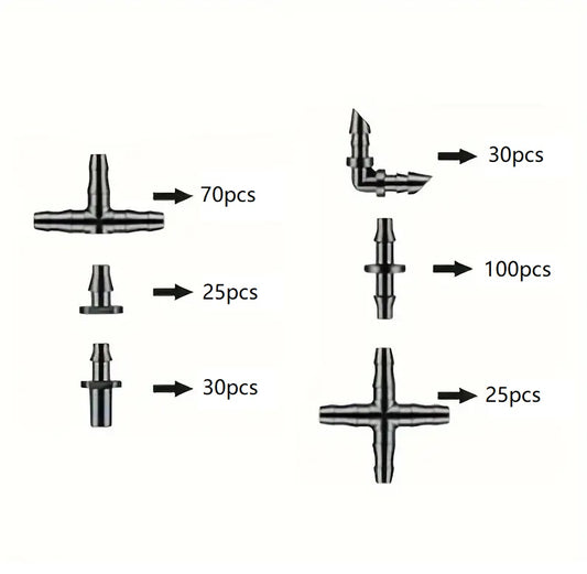 280pcs Barbed Connector Drip Irrigation Accessories Kit