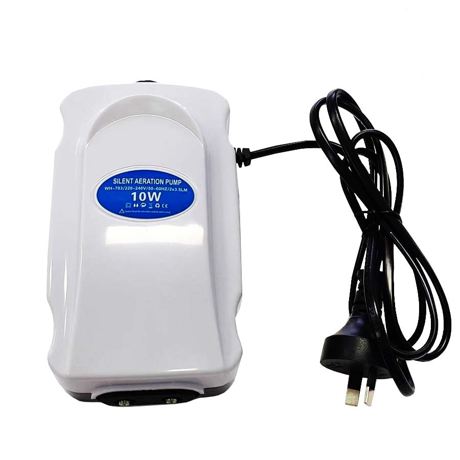 Aeration Air Pump 240V 10W 2x3.5L/M Hydroponics Aquarium Fish Tank