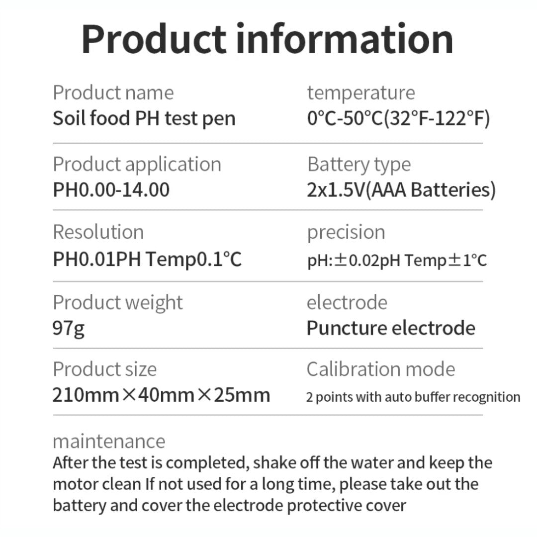 3 in 1 Water Soil Condition Tester Food PH/EC/Temperature Portable Tester (PH86)