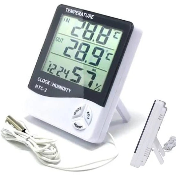 HTC-2 Thermo Hygrometer 5-in-1 Temperature Humidity Memory Clock Alarm Calendar